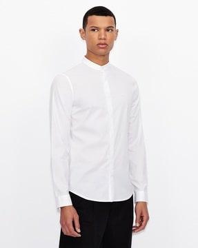 slim fit shirt with band collar