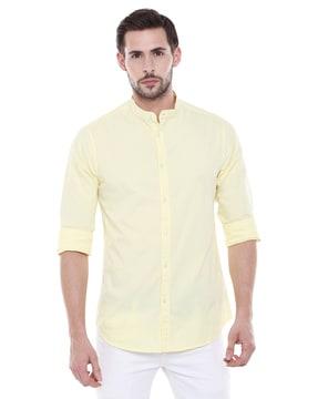 slim fit shirt with band collar