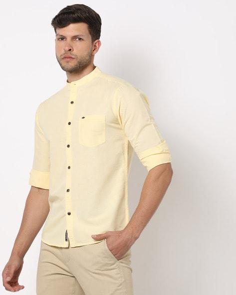 slim fit shirt with band collar
