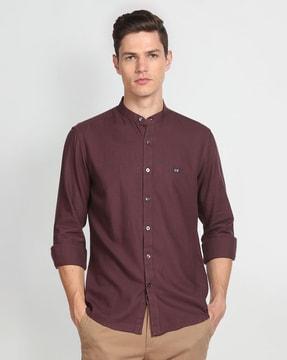 slim fit shirt with band collar