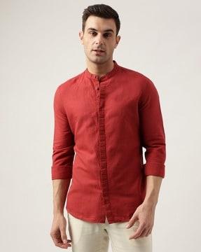 slim fit shirt with band collar