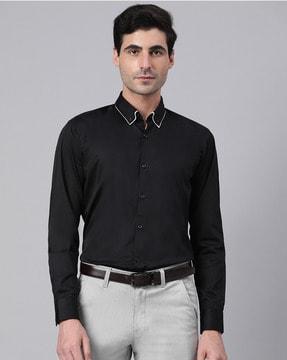 slim fit shirt with button-down collar