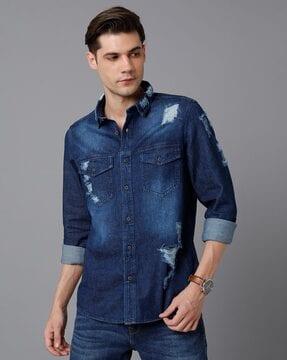 slim fit shirt with buttoned flap pockets