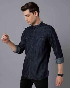 slim fit shirt with buttoned flap pockets