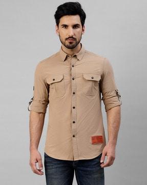 slim fit shirt with buttoned flap-pockets