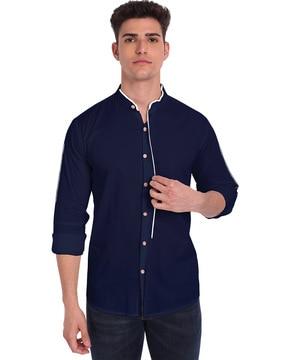 slim fit shirt with contrast piping