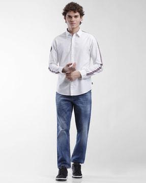 slim fit shirt with contrast taping