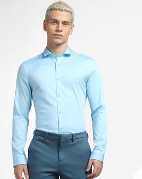 slim fit shirt with cuffed sleeves