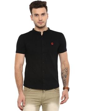 slim fit shirt with embroidered logo