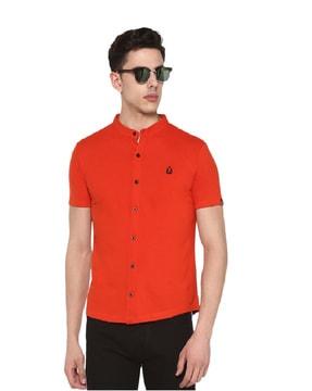 slim fit shirt with embroidered logo