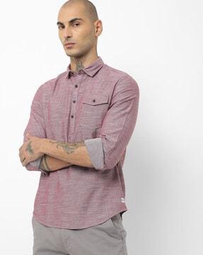 slim fit shirt with flap pocket