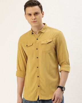 slim fit shirt with flap pockets