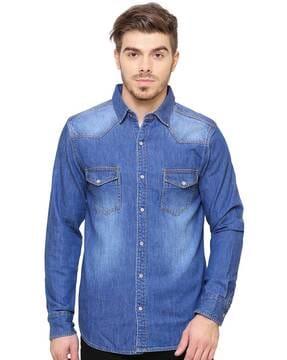 slim fit shirt with flap pockets