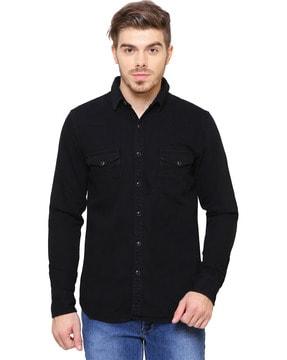 slim fit shirt with flap pockets