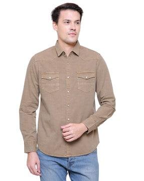 slim fit shirt with flap pockets