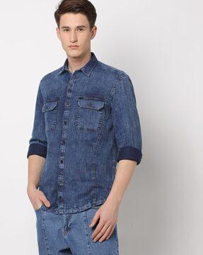 slim fit shirt with flap pockets