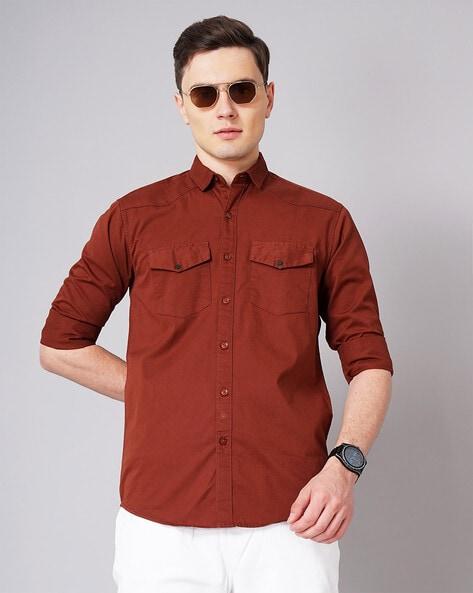 slim fit shirt with flap pockets