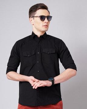 slim fit shirt with flap pockets