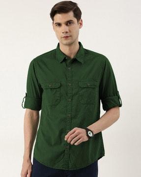 slim fit shirt with flap pockets