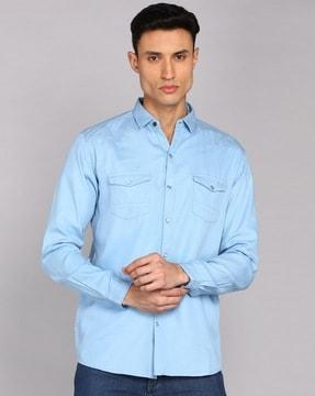 slim fit shirt with flap pockets