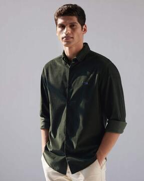 slim fit shirt with logo embroidery