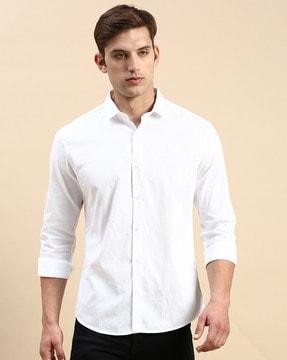 slim fit shirt with logo embroidery