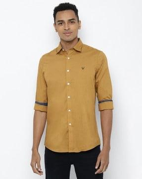 slim fit shirt with logo embroidery