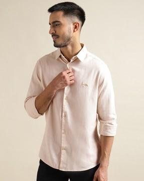 slim fit shirt with logo embroidery