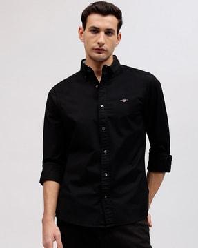 slim fit shirt with logo embroidery