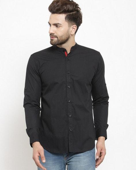 slim fit shirt with mandarin collar