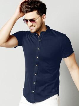 slim fit shirt with mandarin collar