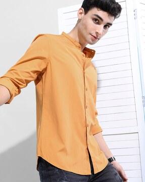 slim fit shirt with mandarin collar