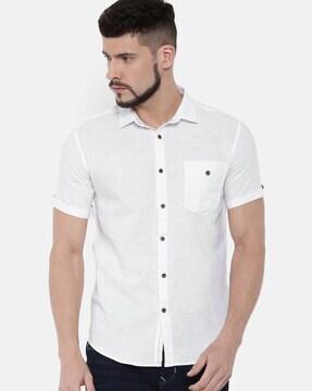 slim fit shirt with patch pocket