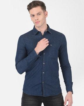 slim fit shirt with patch pocket