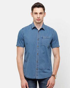 slim fit shirt with patch pocket