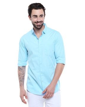 slim fit shirt with patch pocket