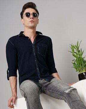 slim fit shirt with patch pocket