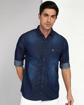 slim fit shirt with patch pocket