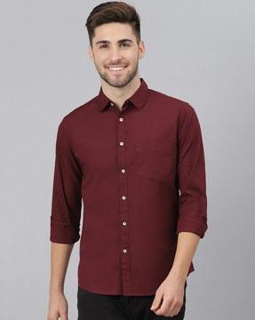 slim fit shirt with patch pocket