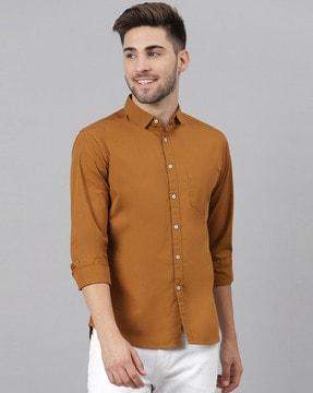 slim fit shirt with patch pocket