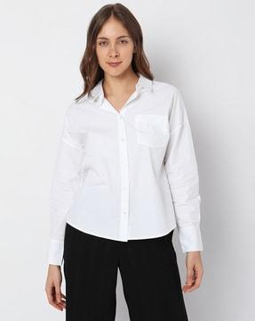 slim fit shirt with patch pocket