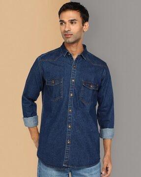 slim fit shirt with patch pockets