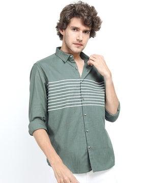 slim fit shirt with placement stripes