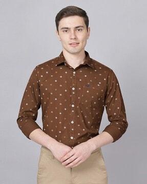 slim fit shirt with polka-dot print