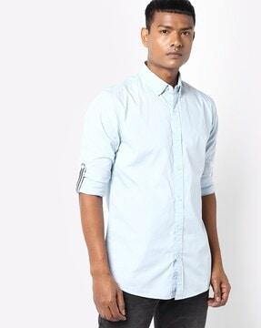 slim fit shirt with roll-tab sleeves