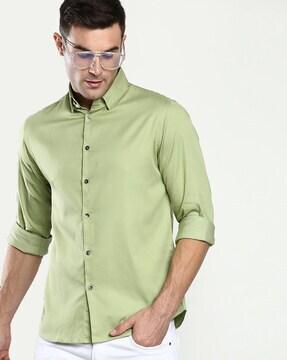 slim fit shirt with roll-up sleeve