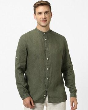 slim fit shirt with roll-up sleeves