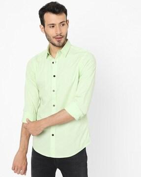 slim fit shirt with spread collar