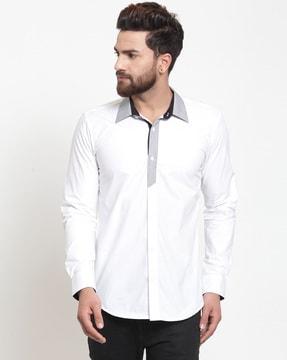 slim fit shirt with spread collar