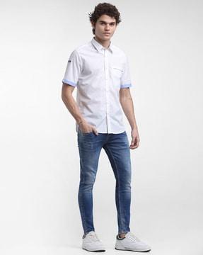 slim fit shirt with spread collar